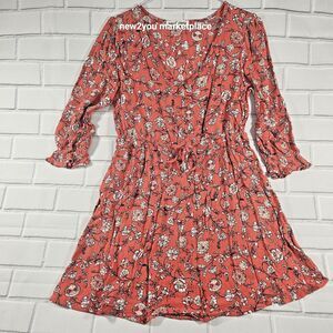 Woman Wallflower floral sun dress vintage look 3/4 sleeve light dress